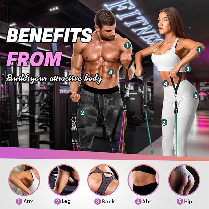 WHATAFIT Resistance Bands, Exercise Bands，Resistance Bands for Working Out, Work Out Bands with