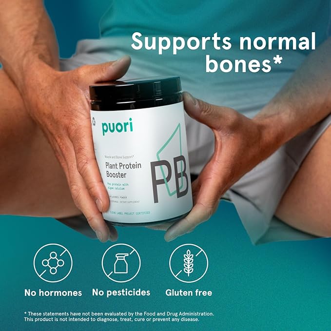 Puori Vegan Plant Protein Enhancer Powder - 25 Servings - Neutral Flavor Pea Protein with Algae