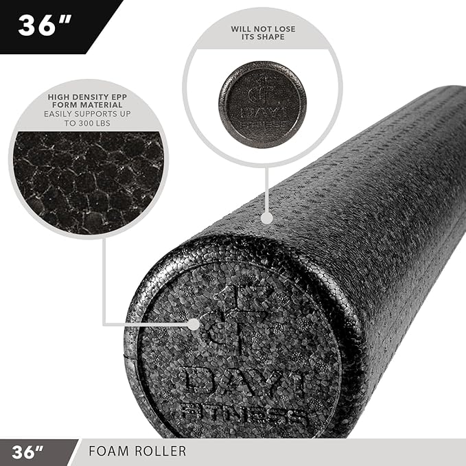 High-Density Round Foam Rollers - 4 Size and 8 Color Options - Massage Rollers for Stretching, Deep