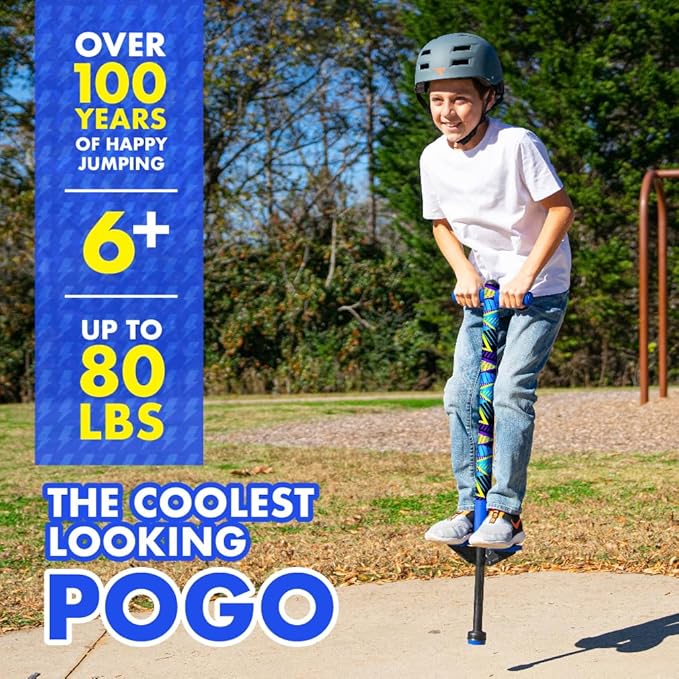 Flybar Jolt Pogo Stick for Kids Ages 6 and Up, 40 to 80 Pounds, Perfect for Beginners, Easy Grip