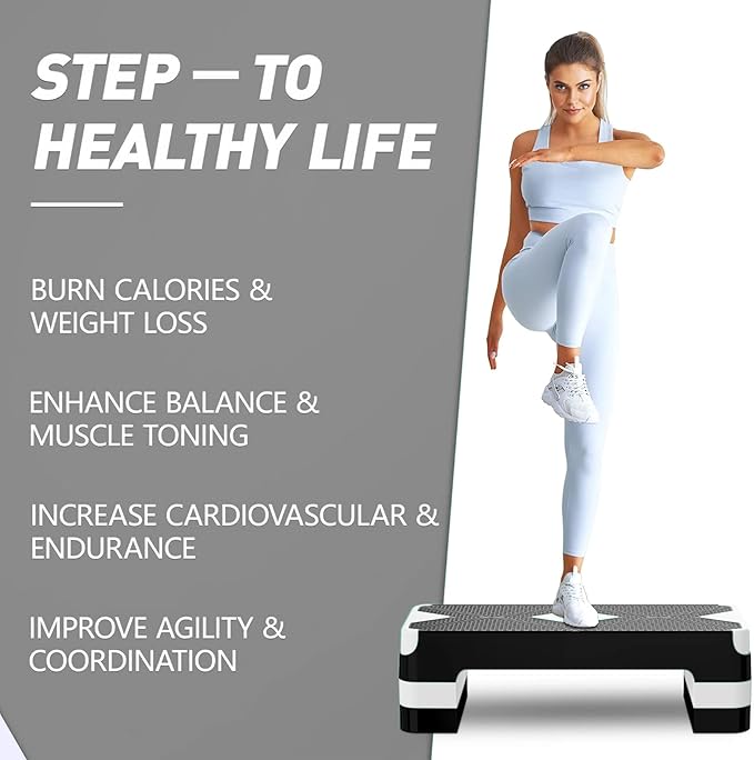 Aerobic Exercise Step, Adjustable Aerobic Stepper for Exercise, Workout Step Platform for Step Up