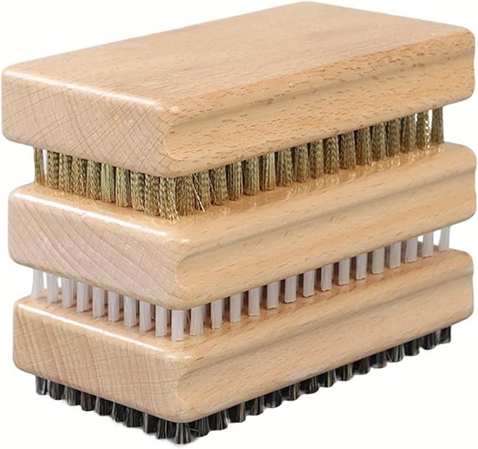 3 Pieces of ski Wax Brush, ski Brush Wooden Hand Brush Set, Brass Brush, Nylon Brush, Horsehair