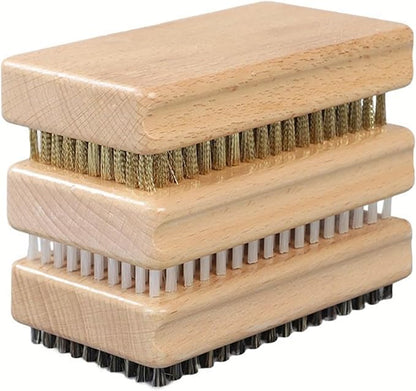 3 Pieces of ski Wax Brush, ski Brush Wooden Hand Brush Set, Brass Brush, Nylon Brush, Horsehair