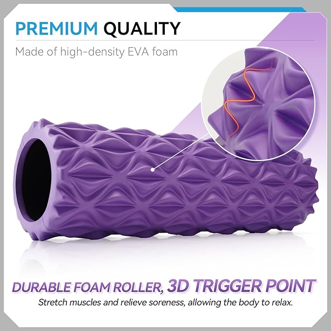 Foam Roller - 15 inch Deep Tissue Massager for Muscle Massage, Myofascial Trigger Point Release