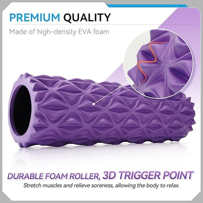 Foam Roller - 15 inch Deep Tissue Massager for Muscle Massage, Myofascial Trigger Point Release
