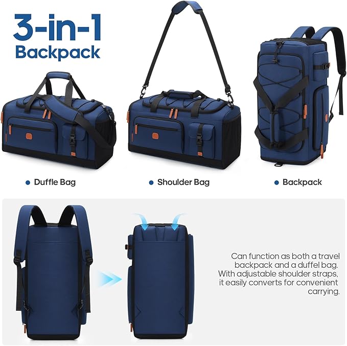 Gym Bag for Men and Women with Shoe & Laptop Compartment, 3-in-1 Sports Travel Duffel Bag