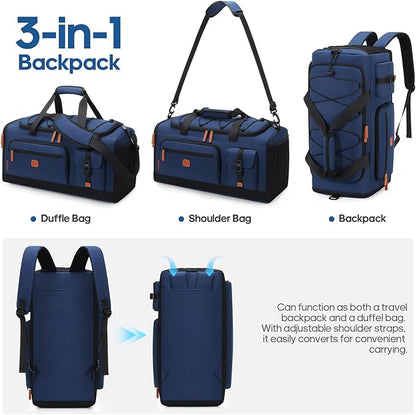 Gym Bag for Men and Women with Shoe & Laptop Compartment, 3-in-1 Sports Travel Duffel Bag