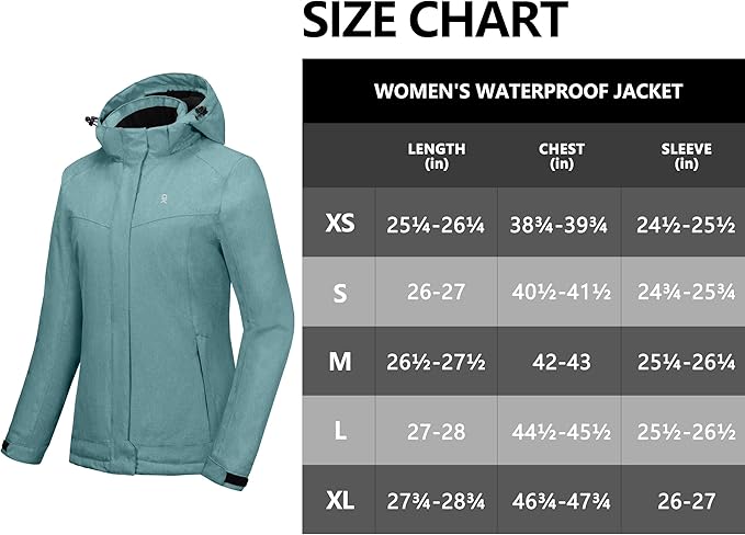 Little Donkey Andy Women's Waterproof Hiking Skiing Jacket with Removable Hood, Fleece Lined Winter