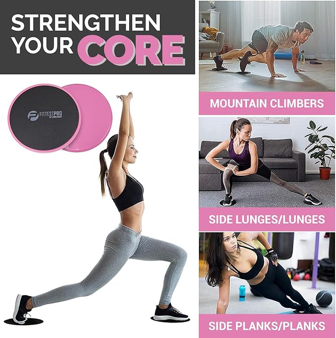Core Sliders for Working Out - Exercise Sliders Fitness, Stability, Ab, Legs & Full Body (Set of 2)
