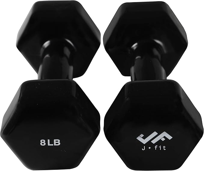 JFIT Dumbbell Pairs or Sets – Neoprene & Vinyl Coated Hand Weights for Home Gym, Strength Training