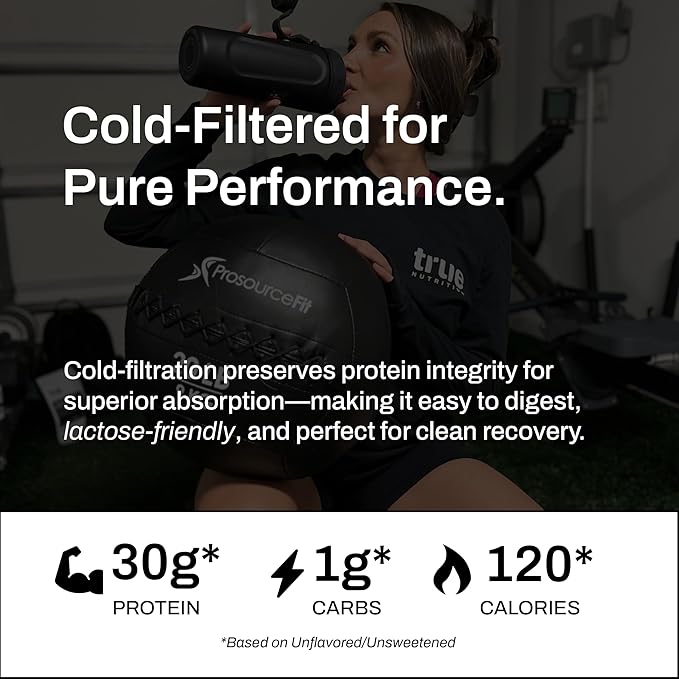 True Nutrition Whey Protein Isolate Cold-Filtration - 100% Whey Protein Powder - 27g Protein per