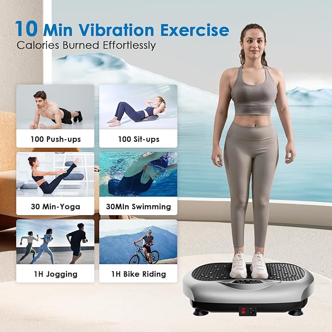 Vibration Plate Exercise Machine - Whole Body Workout Vibration Platform Lymphatic Drainage Machine