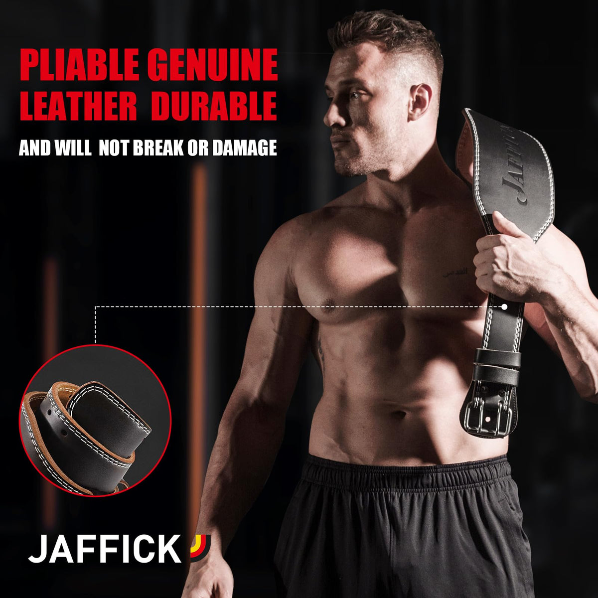 Jaffick Leather Weight Lifting Belt for Men Women Bodybuilding, Squatting
