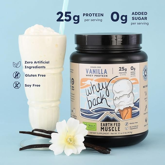 Earth Fed Muscle Whey Back Irish Grass Fed Whey Protein Isolate - NSF-Certified. No Artificial