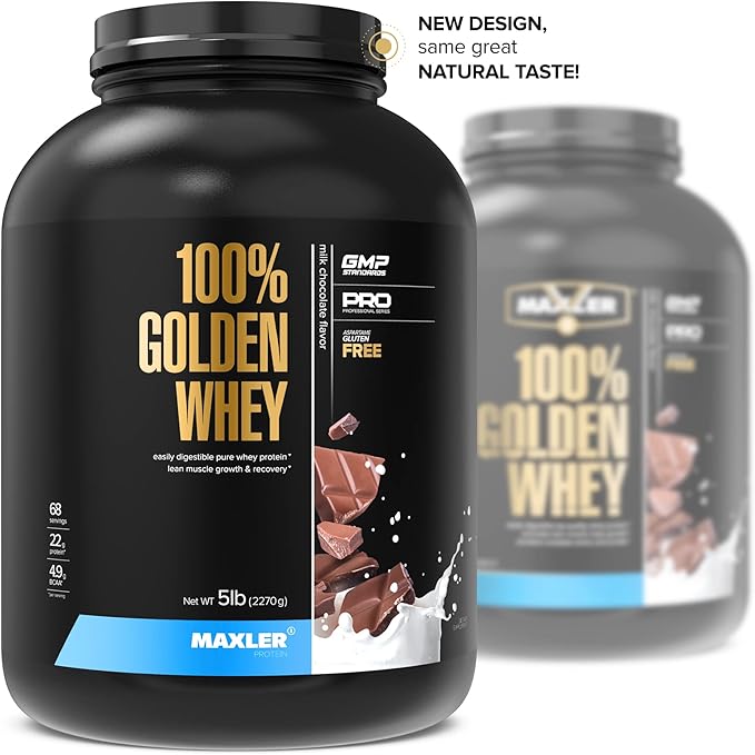 Maxler 100% Golden Whey Protein - 22g Protein per Serving - Premium Whey Protein Powder for Pre