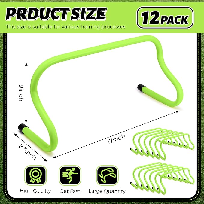 Wettarn 12 Pcs 9" Speed Training Agility Hurdles for Athletes Reliable Training Hurdle Plyometric