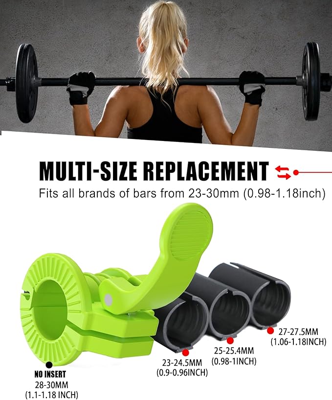 Barbell Clips 1 Inch Quick Release Weight Clamps 0.9-1.18inch Multi-Size Adjustable Olympic Clamps