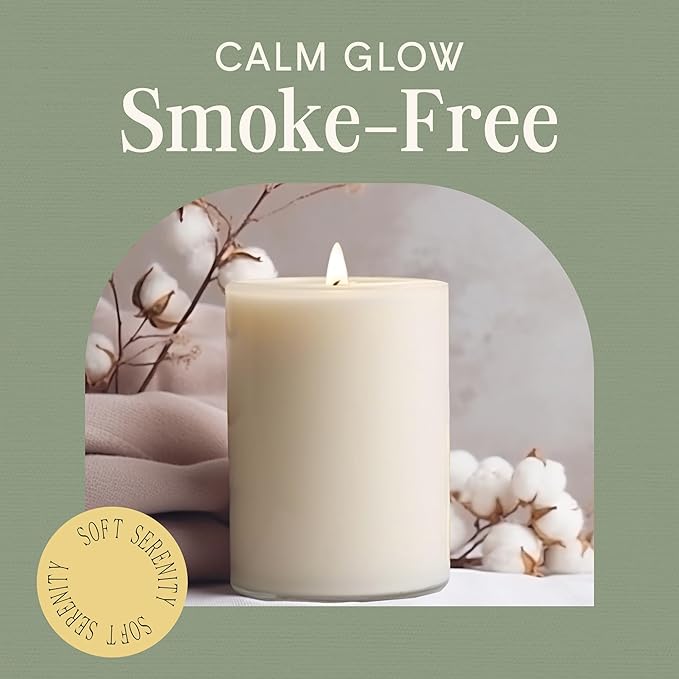 Mister Candle Dripless Vanilla Scented Ivory Pillar Candle Hand Made Vanilla Pillar Candles with