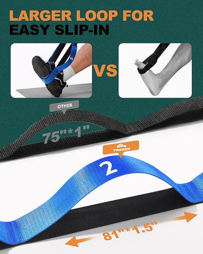 Trideer Stretch Straps with Loops, Non-Elastic Yoga Straps for Stretching, Durable Nylon Stretch