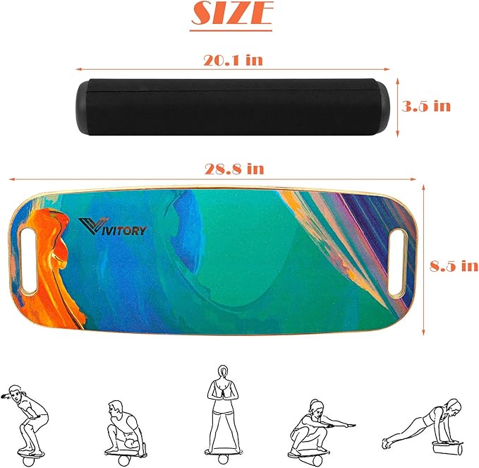 VIVITORY Balance Board Trainer with Handle, Roller Board with Adjustable Stoppers ??3 Different
