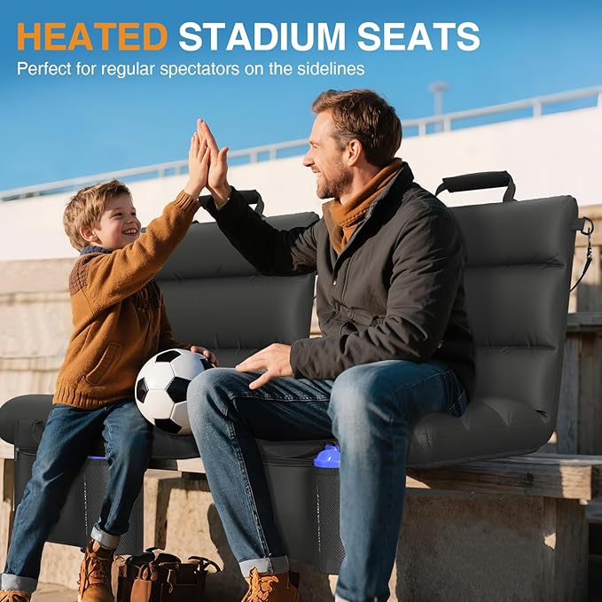 HOPERAN Heated Stadium Seats for Bleachers with Back Support - 3 Levels Bleacher Chairs with Back