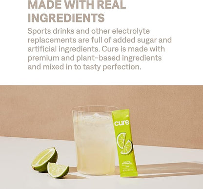 Cure Hydration | Plant-Based Electrolyte Drink Mix | No Added Sugar | FSA-HSA | Dehydration Relief