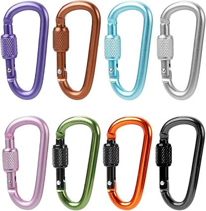 Multi-Pack Aluminum Carabiner Clips, 2" Ultra-Light Spring & Locking for Key,Hiking, Outdoor