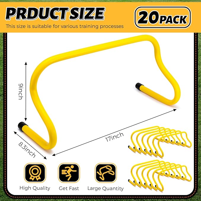 Wettarn 20 Pcs 9" Speed Training Agility Hurdles for Athletes Training Hurdles Reliable Training