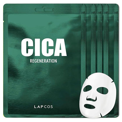 LAPCOS Cica Sheet Mask, Daily Face Mask with Cantella Plant Extract to Regenerate and Revitalize