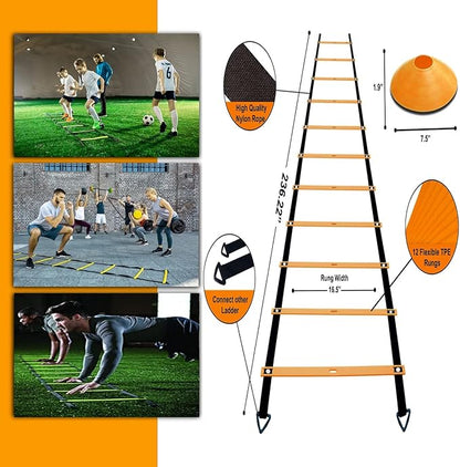 Agility Ladder Speed Agility Training Equipment,1 Agility Ladder 20ft,4 Hurdles,Training Soccer