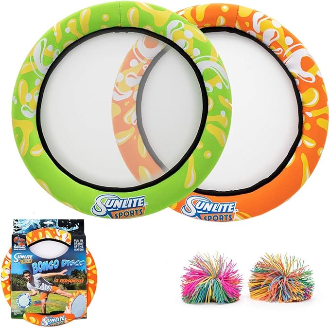 Sunlite Sports Bongo Discs, Ball Paddle Game, Ball Throwing Outdoor Games for Beach, Lawn