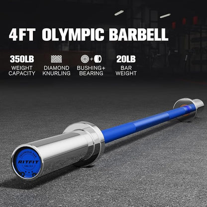 RITFIT Olympic Barbell 4ft/4.8ft/6ft - 2 Inch Weight Bar for Strength Training, Weightlifting