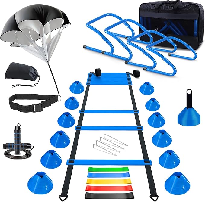 Agility Training Equipment, Football Training Equipment Includes 20FT Agility Ladder,4 Adjustable