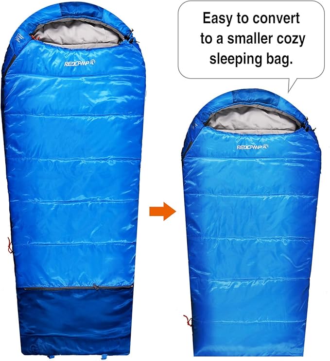REDCAMP Kids Mummy Sleeping Bag for Camping, 3 Season Cold Weather Sleeping Bag Fit Boys,Girls &