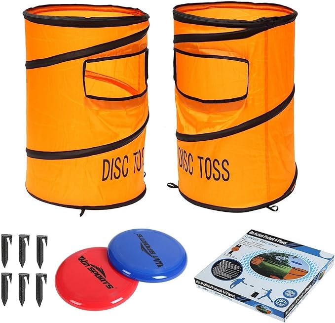 Folding Disc Toss Game Set - Flying Disc Toss Dunk Game Set - Includes 2 Disc Targets with Bean Bag