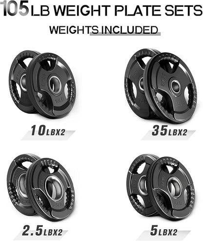 RitFit Olympic Rubber Grip Plates for Barbell, 2-Inch Weight Plates for Weightlifting and Strength