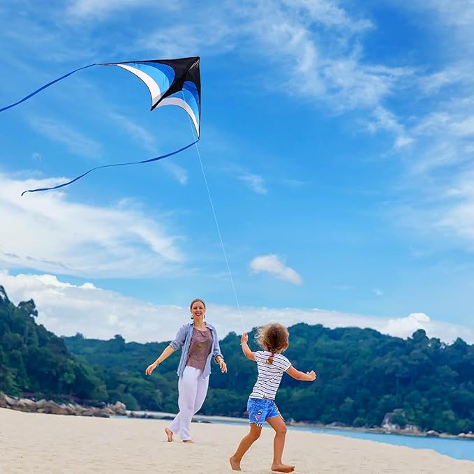 Mint's Colorful Life 60'' Delta Kite With 7.1in Reel Winder, Easy Flying & String Spool for Kids &