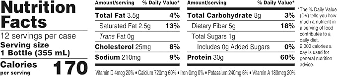 Oikos Protein Shake, Vanilla, 30g High Protein Drinks, Shelf Stable, Ready to Drink, 5g Prebiotic