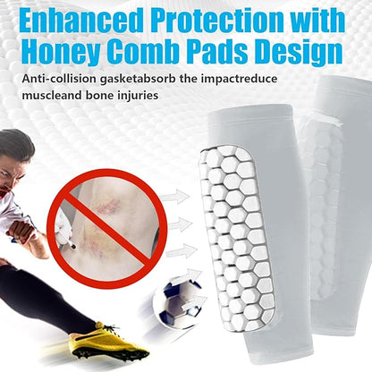 Soccer Shin Guards Shin Pads for Kids Youth Adult, Calf Compression Sleeve with Honeycomb Pads