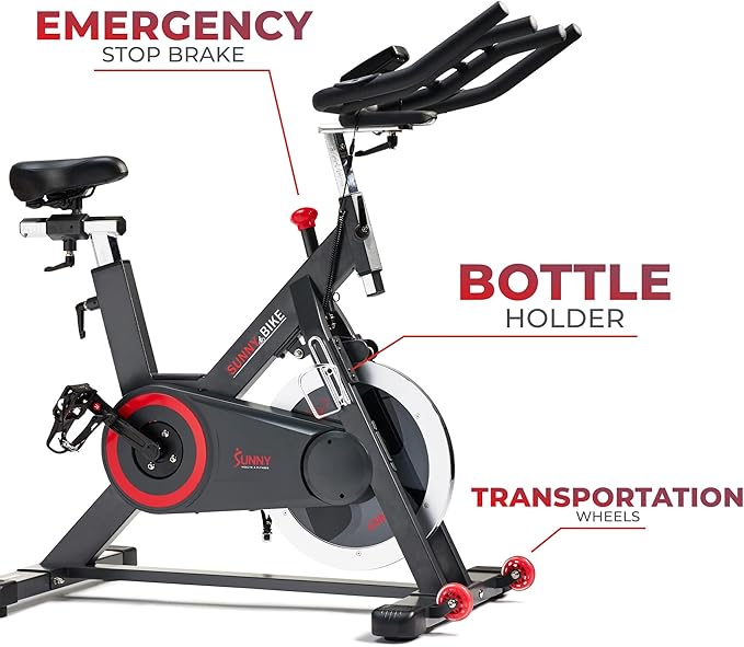 Sunny Health & Fitness Magnetic Exercise Bike, 44LB Flywheel & 300LB Weight Capacity for Intensive