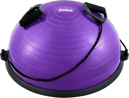 ZELUS Balance Ball Trainer with Resistance Bands and Foot Pump, Inflatable Yoga Ball for Home Gym