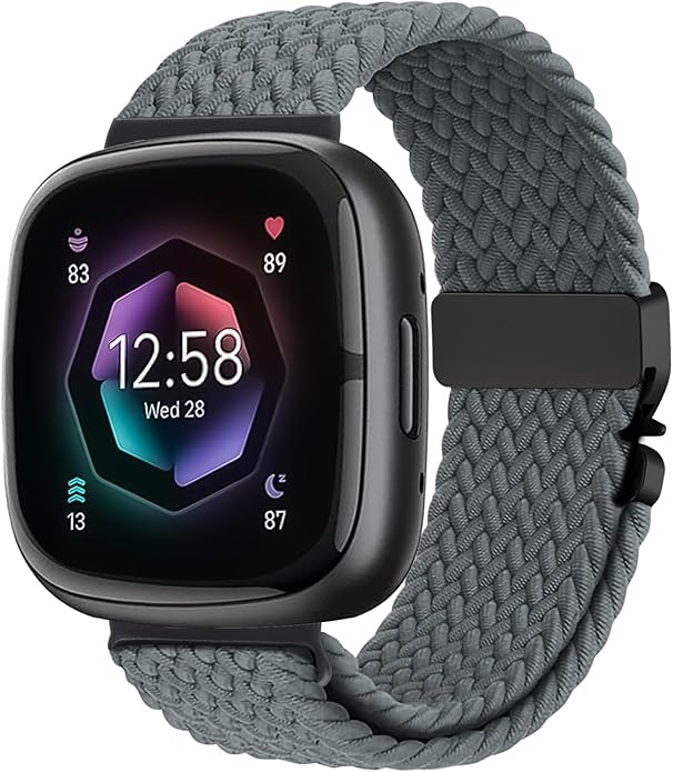 Braided Stretchy Band for Fitbit Versa 4/Versa 3/Sense 2/Sense Watch Band Women Men,Parachute-style