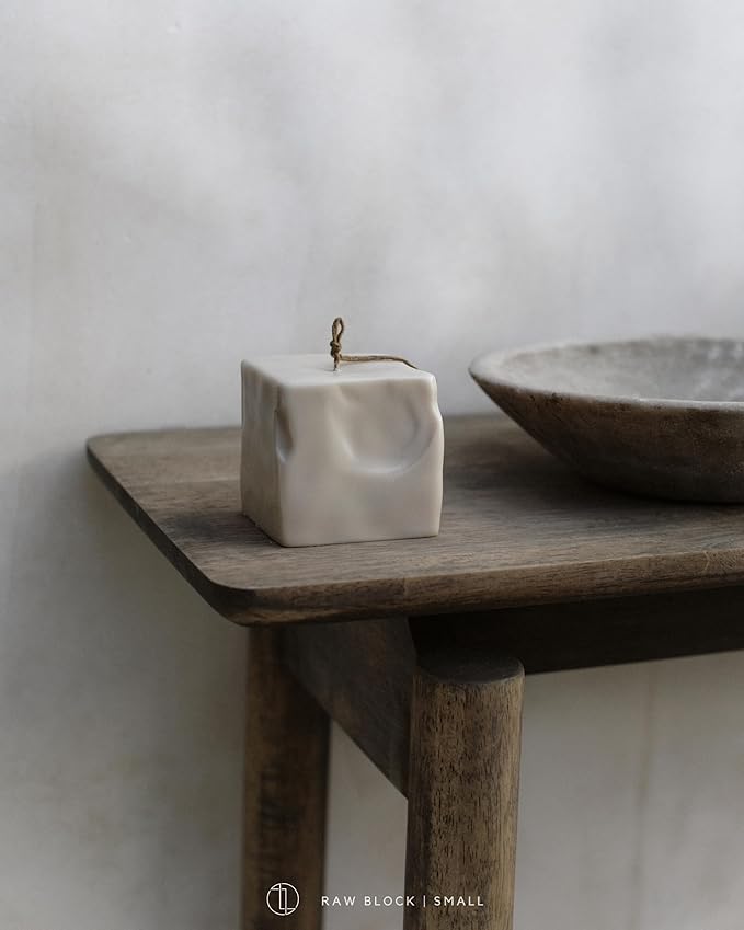 LAWA Raw Block Candle - Beautiful Handmade Pillar Scented Soy Wax Elegant Aesthetic Candle