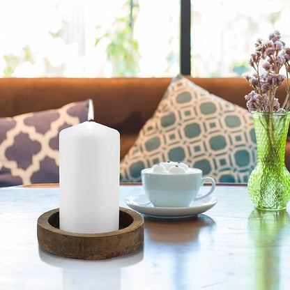 Stonebriar 3 Pack Tall 3 x 6 Inch 65 Hour Long Burning Unscented White Wax Pillar Candles
