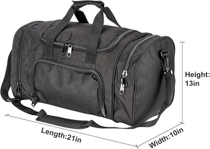 Gym Duffel Bag for Men Sports Duffel Bag with Shoe Compartment (BLACK-Model A)