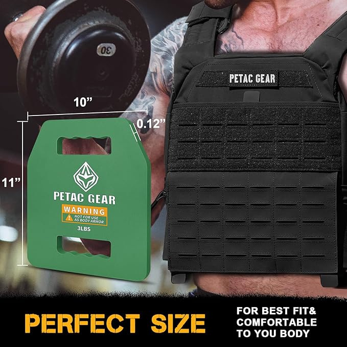 PETAC GEAR Tactical Weights Plates For Weighted Vest For Men Workout,5/10/15/20 LBS Weight Strength
