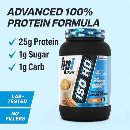BPI Sports ISO HD Isolate Protein Powder ??100% Whey Isolate, Protein Powder for Muscle Gain
