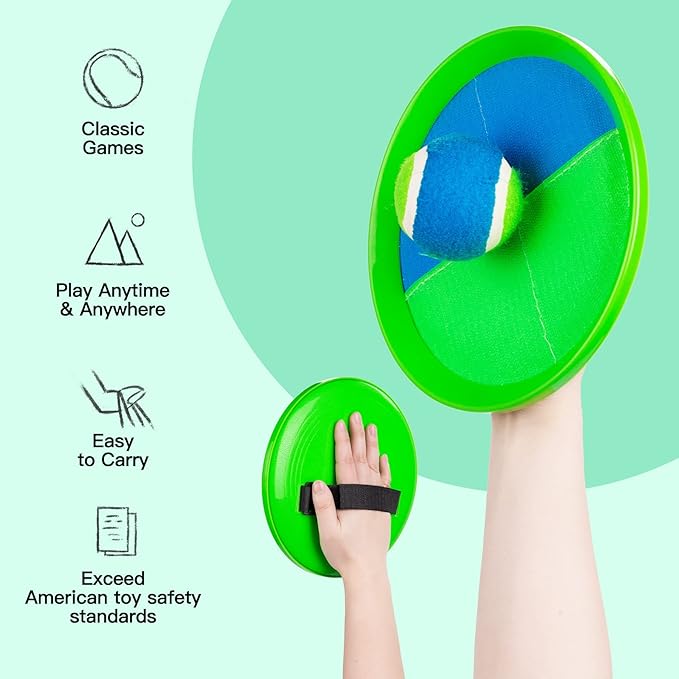 EVERICH Upgraded Toss and Catch Ball Game Set - Indoor and Outdoor Games for Kids 3-12, Beach Sand