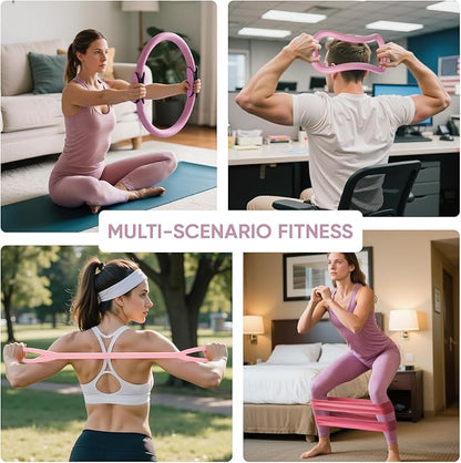 Home Pilates Kit for Women Pilates Equipment Ring and Ball Set Magic Circle Hoop with 5 Resistance