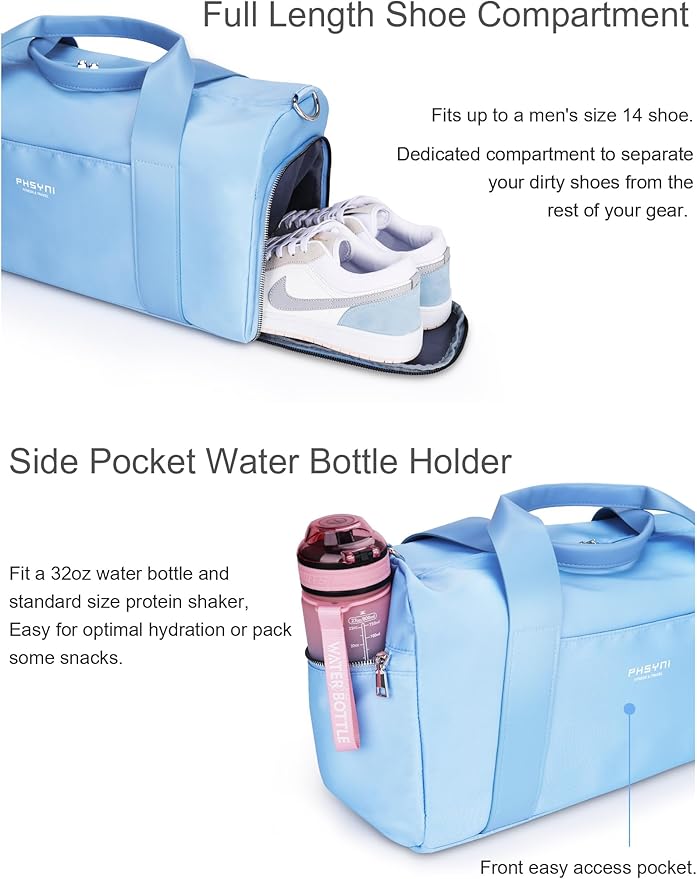 Gym Bag for Women Girls with Shoe Compartment & Wet Pocket - Duffle Bag for Travel Sports Fitness